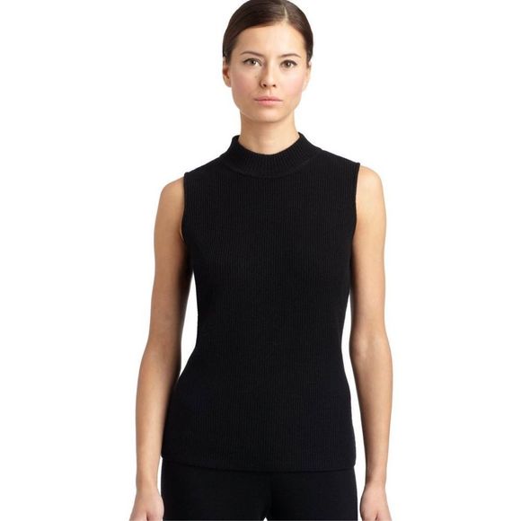 St. John Sweaters - St. John Mockneck Sleeveless Cashmere Shell Black Size S